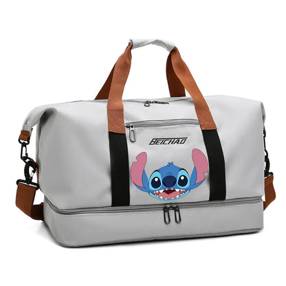 Disney Stitch Grey Travel Bag - Large, Lightweight and Waterproof