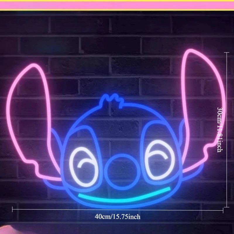 Enseigne Néon LED Stitch Clin d'Oeil – Déco Lumineuse 40x30cm
