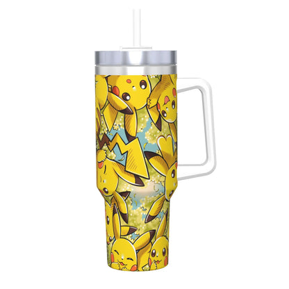 🥤 Gourde Isotherme Pokémon 40oz (1200ml) avec Poignée & Paille — Tumbler Grande Capacité