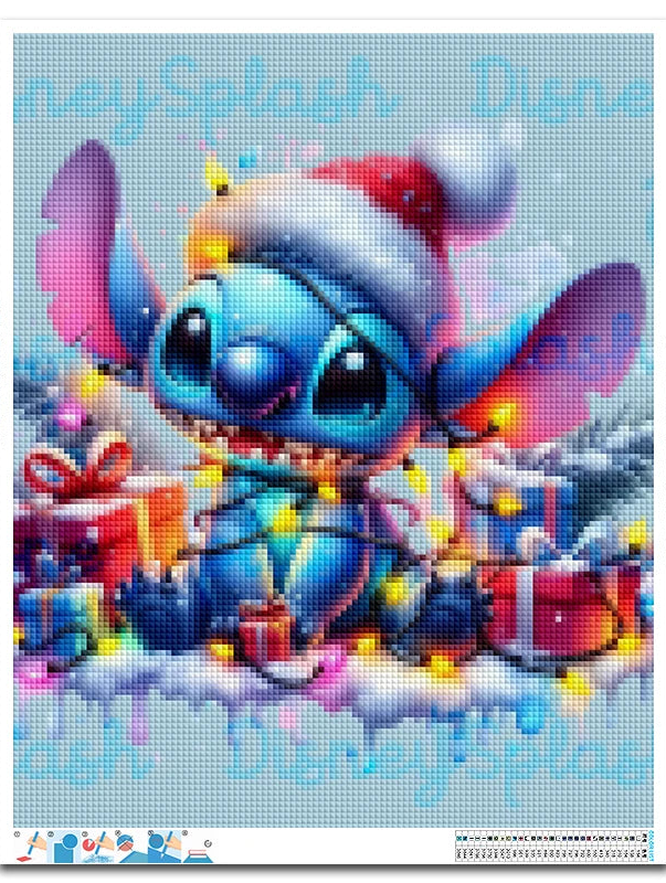 Tableau Diamant Stitch  Noel – Kit Diamond Painting Personnage Stitch