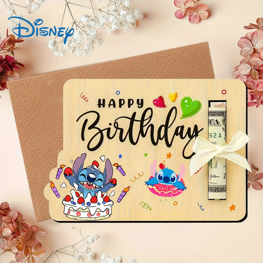 Coffret Cadeau Anniversaire Stitch – Boîte en Bois pour Argent & Messages 🎂