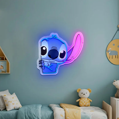 Enseigne Néon LED Stitch - Déco Lumineuse 33x35.5cm