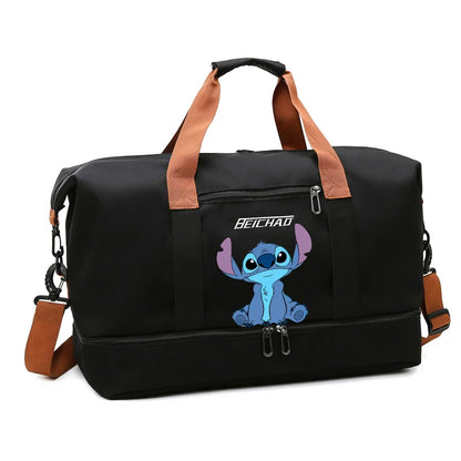 Disney Stitch Black Travel Bag - Large, Lightweight and Waterproof