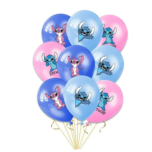 Pack de 18 Ballons en Latex Stitch & Angel – Modèle Tropical Pop