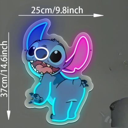 Enseigne Néon LED Stitch fesses en l'air Déco Lumineuse 37x25cm