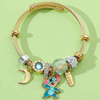 Bracelet à Breloques Stitch & Angel – Style Disney pour Femme et Fille