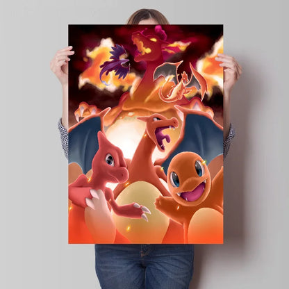 Pokémon Canvas Poster - Charizard, Charmander.