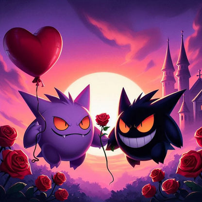 Tableau Diamant Pokémon Ectoplasma love – Kit Diamond Painting Complet