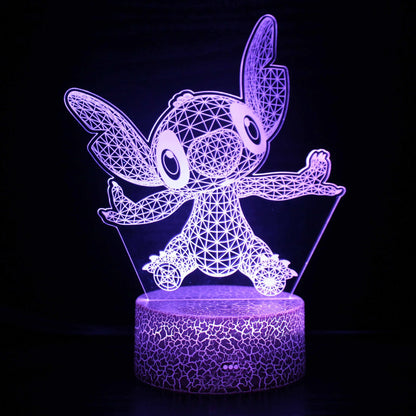 Stitch 3D LED Night Light - 16 Colors with Remote Control