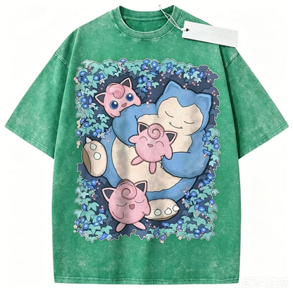 T-Shirt Pokémon Ronflex & Rondoudou – Style Cosy & Kawaii