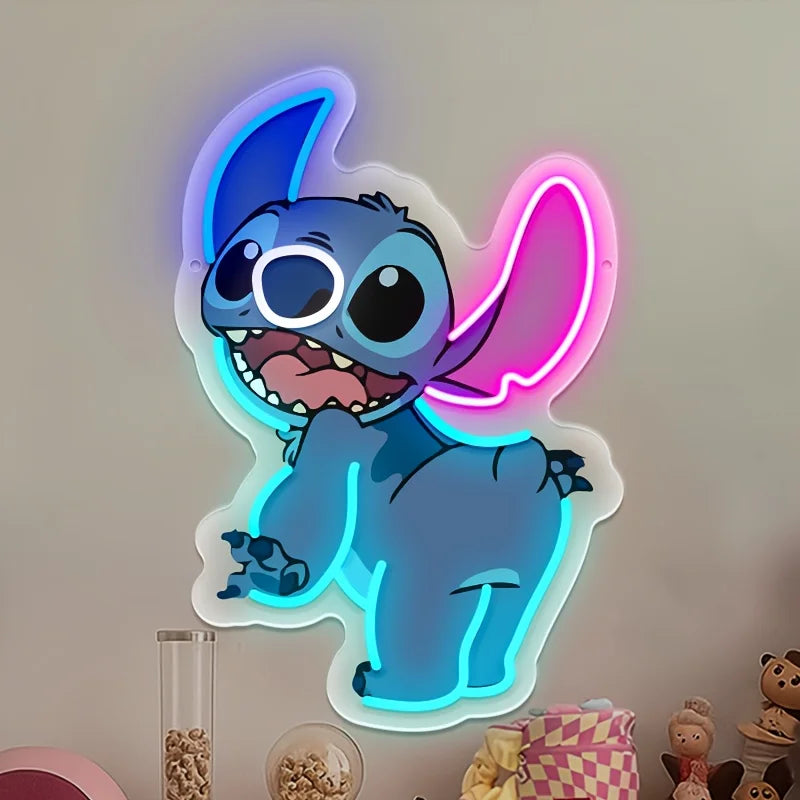 Enseigne Néon LED Stitch fesses en l'air Déco Lumineuse 37x25cm