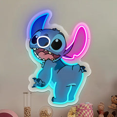 Enseigne Néon LED Stitch fesses en l'air Déco Lumineuse 37x25cm