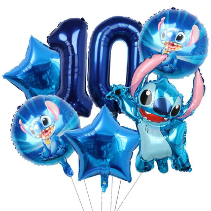 Stitch Birthday Balloon Kit - Blue Numbers (1 to 13) - Pack of 6 Balloons