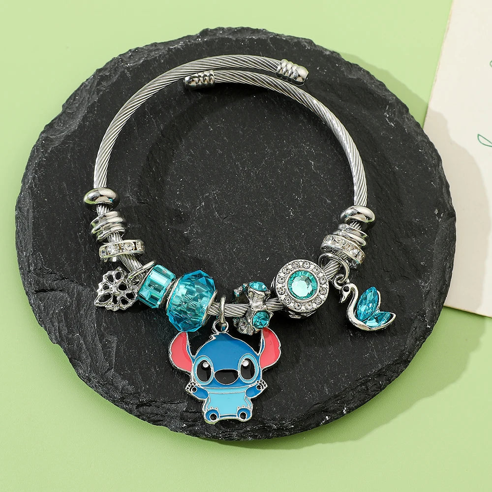 Bracelet à Breloques Stitch & Angel – Style Disney pour Femme et Fille