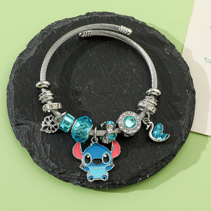 Bracelet à Breloques Stitch & Angel – Style Disney pour Femme et Fille