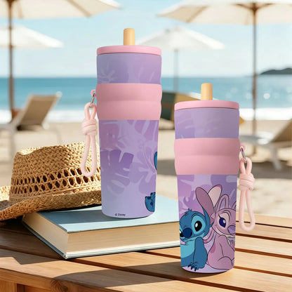 Gourde Isotherme Stitch et Angel Disney - Bouteille Thermos en Acier Inoxydable