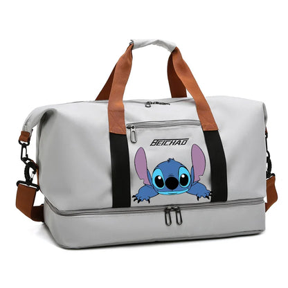 Disney Stitch Grey Travel Bag - Large, Lightweight and Waterproof