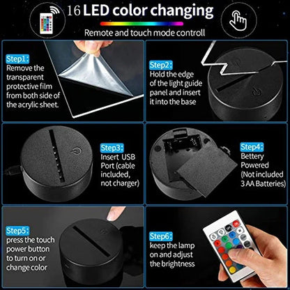 Veilleuse LED 3D Stitch et Angel – 16 couleurs avec télécommande