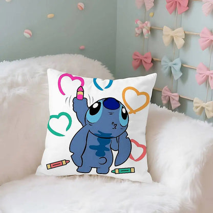 Taie d’oreiller décorative Stitch et Angel – Collection Disney Kawaii (40x40cm / 45x45cm / 50x50cm / 60x60cm)