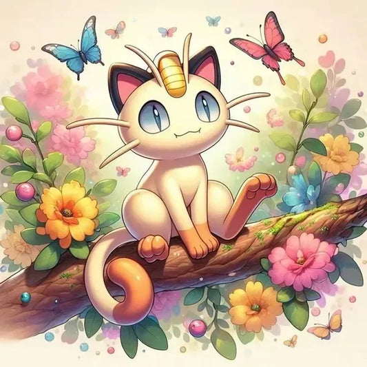 Tableau Diamant Pokémon Miaouss – Kit Diamond Painting Complet