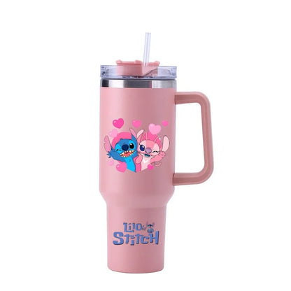 Mug Isotherme Stitch 1,18 litre rose – Tasse de Voyage avec Paille & Poignée