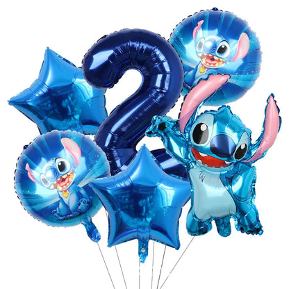 Stitch Birthday Balloon Kit - Blue Numbers (1 to 13) - Pack of 6 Balloons