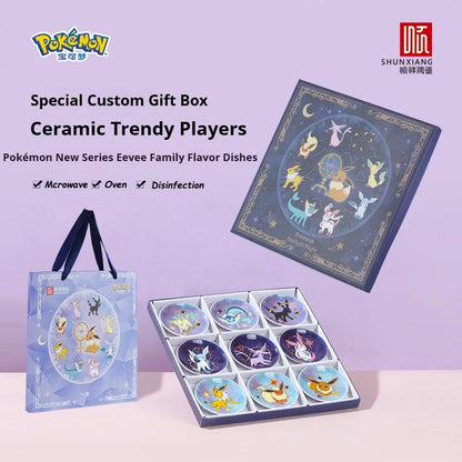 Coffret Assiettes Pokémon Évoli & Évolutions – Céramique Étoilée (9 pièces)