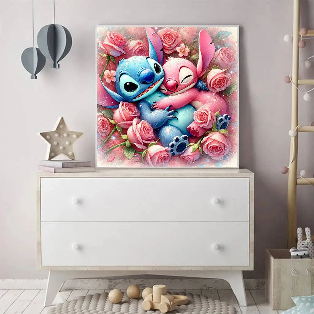 Tableau Diamant Stitch et Angel – Kit Diamond Painting Personnage Stitch