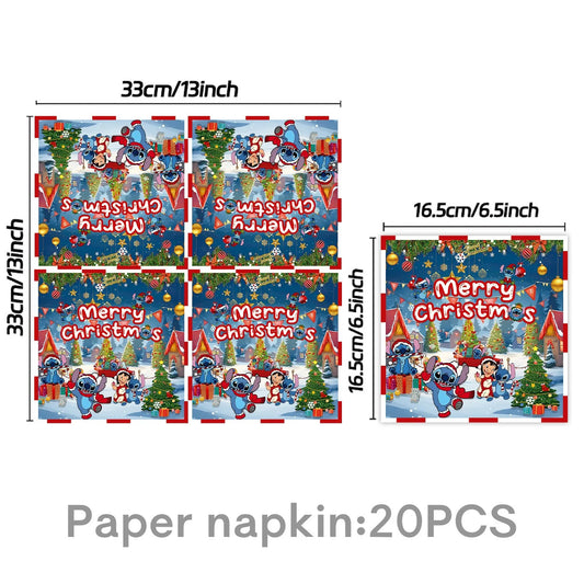 Serviettes en Papier Stitch Noël – Lot de 20 Pièces