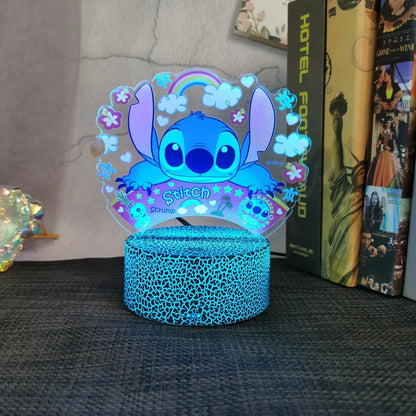 Stitch &amp; Angel 16 Colors LED Lamp - 3D Night Light with Remote Control
