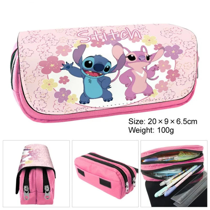 Trousse Scolaire Stitch & Angel – Collection Rectangulaire