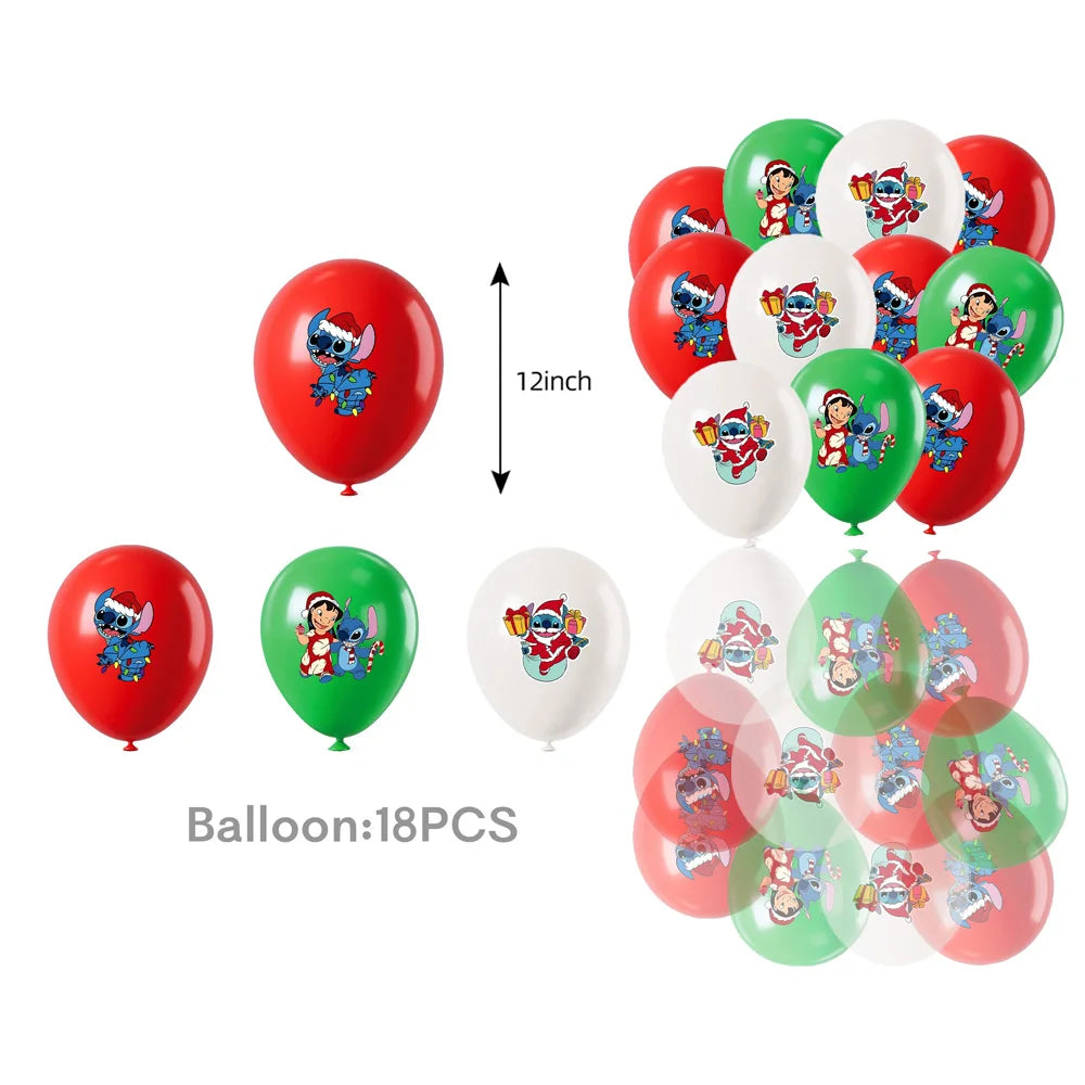 Ballons Stitch Noël – Lot de 18 Pièces pour Fêtes et Anniversaires