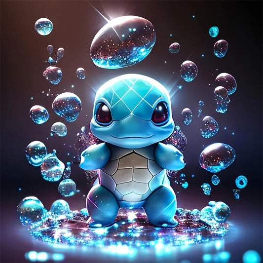 Tableau Diamant Pokémon Carapuce  – Kit Diamond Painting Complet