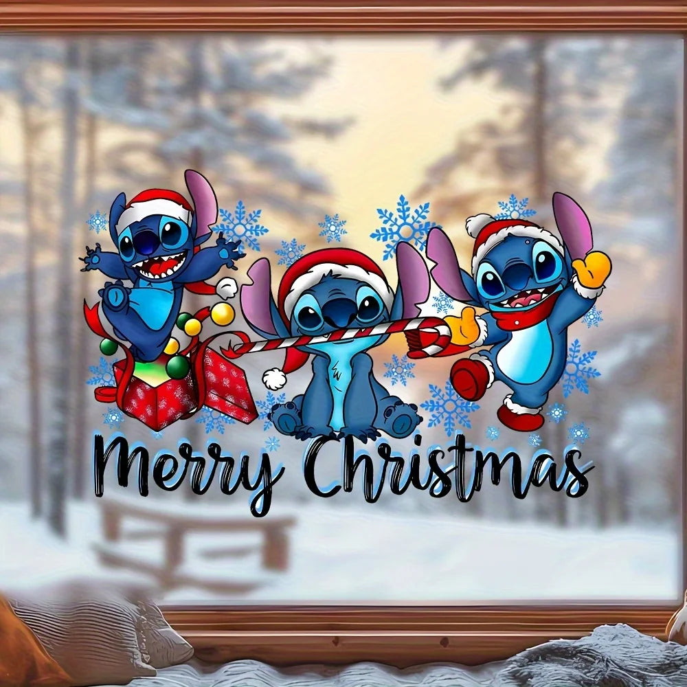 Autocollant Fenêtre "Merry Christmas" Disney Stitch (60 cm × 40 cm)