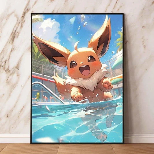 Kit Complet Diamond Painting Evoli – Tableau Diamant à Créer Pokémon (Toile & Accessoires)
