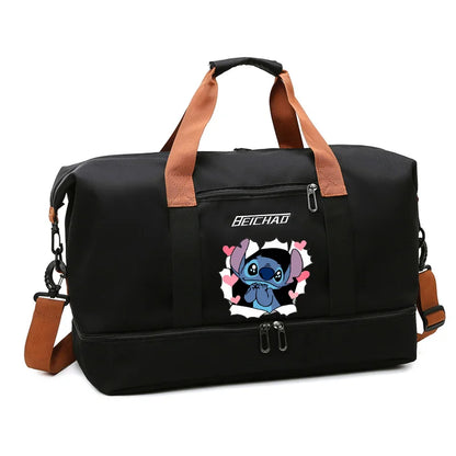 Disney Stitch Black Travel Bag - Large, Lightweight and Waterproof