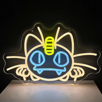 Lampe Néon LED Tête de Miaouss – Décoration Murale Pokémon