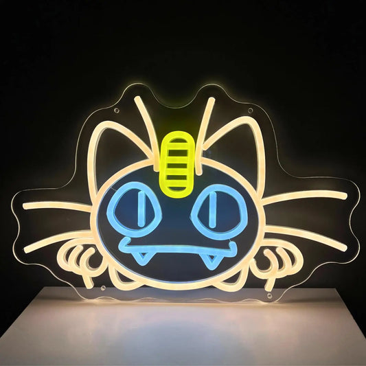 Lampe Néon LED Tête de Miaouss – Décoration Murale Pokémon
