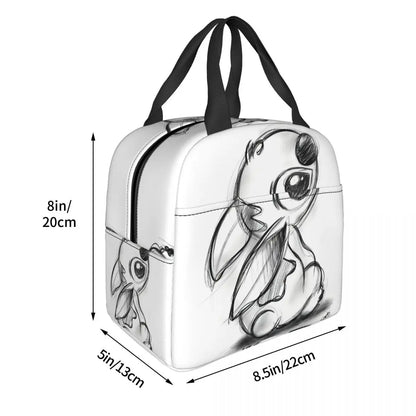 Sac Isotherme Stitch noir et blanc – Lunch Bag Léger et Résistant pour Pique-Nique et Déjeuners (22x20x13 cm)
