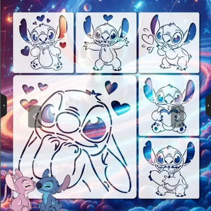 Pochoirs Recyclables Stitch – Set 6 Modèles 15,2 cm(Stock faible !)