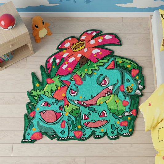 Tapis Pokémon Bulbizarre évolution – Tapis de sol décoratif pour fans de Pokémon