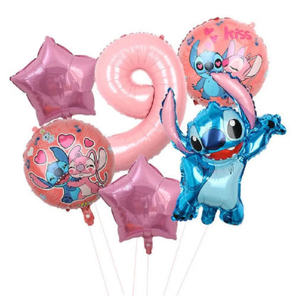 Stitch Birthday Balloon Kit - Pink Numbers (1 to 10) - Pack of 6 Balloons