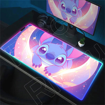Tapis de bureau LED RGB Stitch – Accessoire gaming lumineux