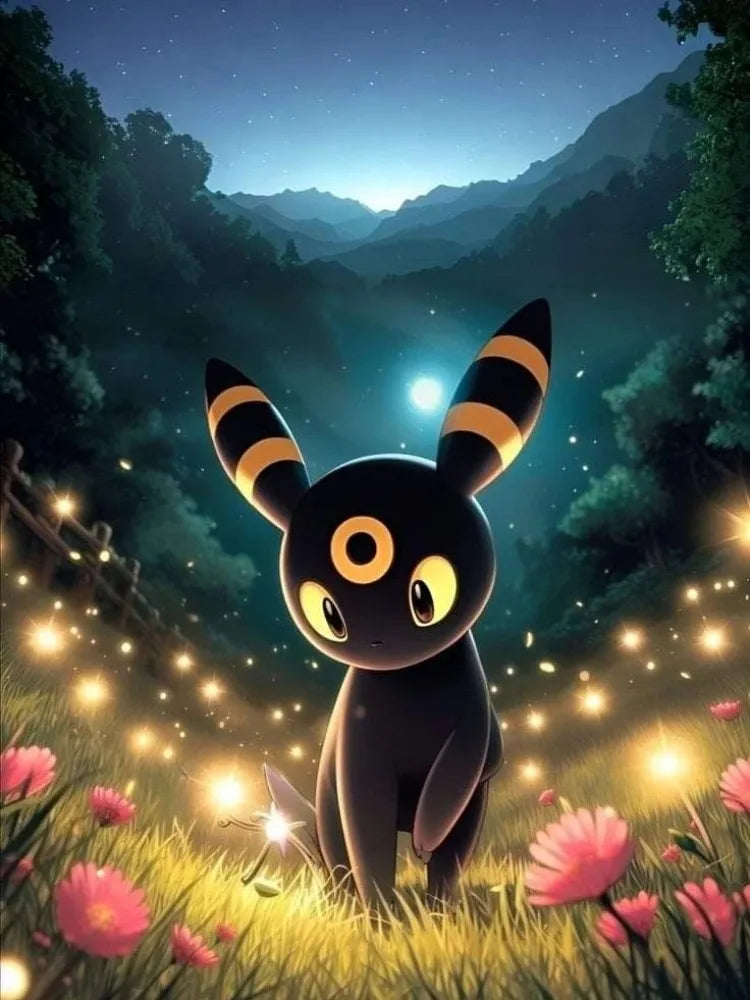 Diamond Painting Pokémon Noctali – Diamants Ronds à Réaliser Soi-Même