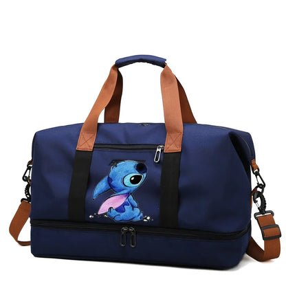Disney Stitch Dark Blue Travel Bag - Large, Lightweight and Waterproof