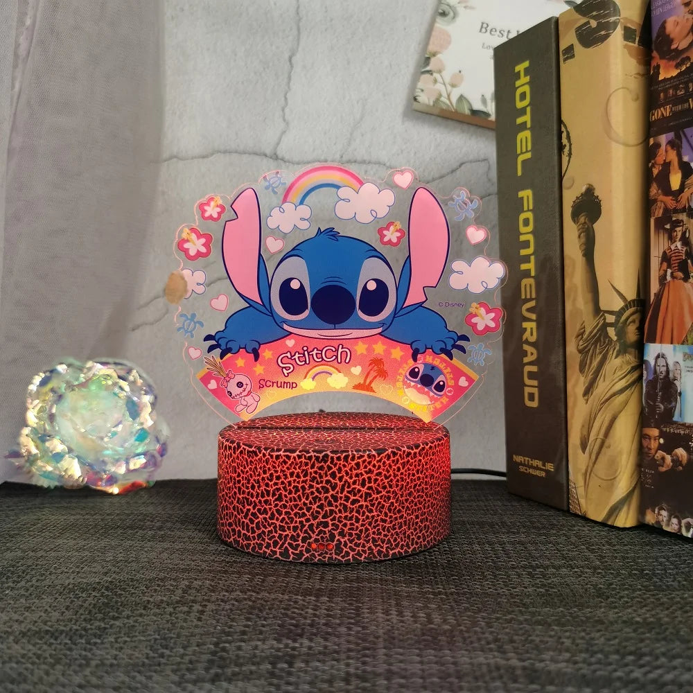 Stitch &amp; Angel 16 Colors LED Lamp - 3D Night Light with Remote Control