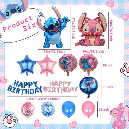 Stitch &amp; Angel Birthday Balloon Kit – Disney Kids Party Decoration (40 pieces)