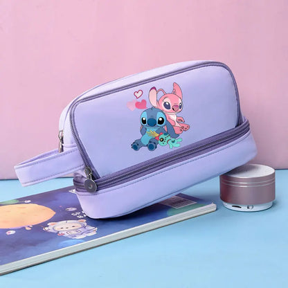 Trousse à Crayons Stitch & Angel – Grande Capacité Double Couche