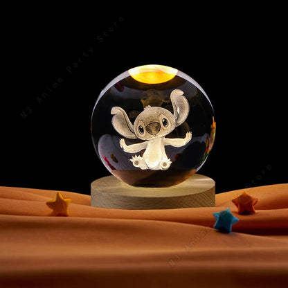 3D Crystal Ball LED Night Light - Stitch