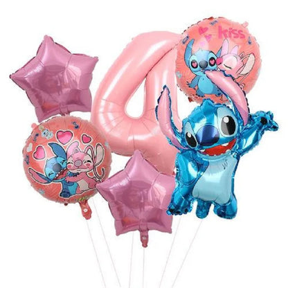 Stitch Birthday Balloon Kit - Pink Numbers (1 to 10) - Pack of 6 Balloons